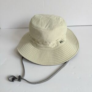 REI Co-op Sahara Bucket Hat L/XL Khaki Chin Lanyard UPF 50+ Protection Wide Brim